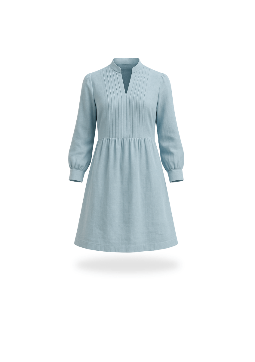 ÅSUNDEN – Biesenkleid Damen digitales Schnittmuster als PDF download | mit Stehkragen & 7/8 - Ärmel | Größe 32–52 | SEAMONE – Damen A4 + A0 PDF Schnittmuster | SEAMONE