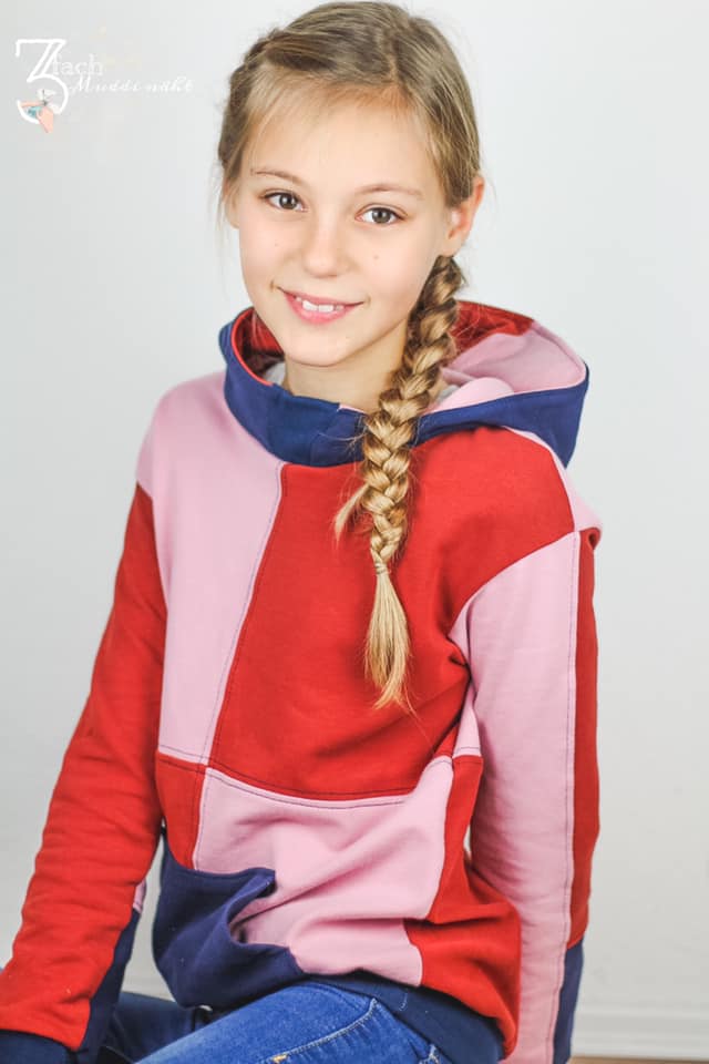 KALIX – Hoodie Kinder digitales Schnittmuster als PDF download | Oversize mit Teilungen | Größe 86–164 | SEAMONE – Kinder A4 + A0 + Beamer PDF Schnittmuster | SEAMONE