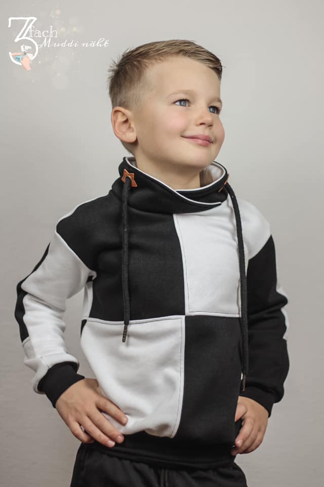 KALIX – Hoodie Kinder digitales Schnittmuster als PDF download | Oversize mit Teilungen | Größe 86–164 | SEAMONE – Kinder A4 + A0 + Beamer PDF Schnittmuster | SEAMONE