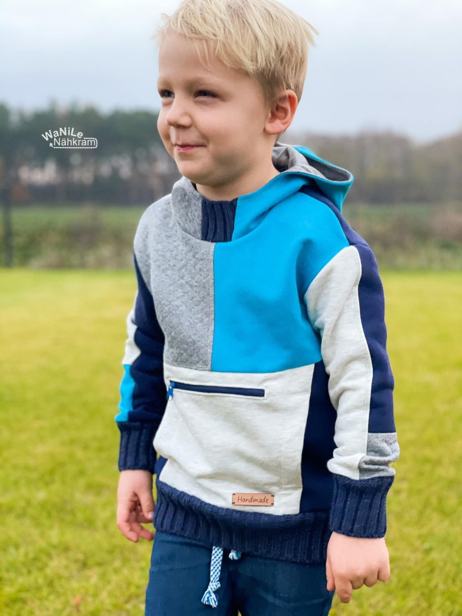 KALIX – Hoodie Kinder digitales Schnittmuster als PDF download | Oversize mit Teilungen | Größe 86–164 | SEAMONE – Kinder A4 + A0 + Beamer PDF Schnittmuster | SEAMONE