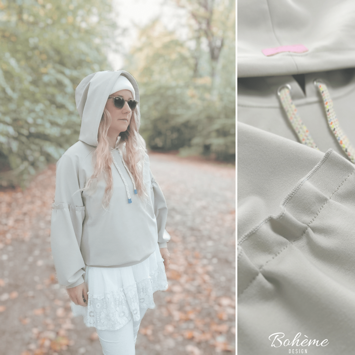 RYSSHOLM – Hoodie Damen digitales Schnittmuster als PDF download | mit Rüsche & Ballonärmeln | Größe 32–52 | SEAMONE – Damen A4 + A0 + Beamer PDF Schnittmuster | SEAMONE