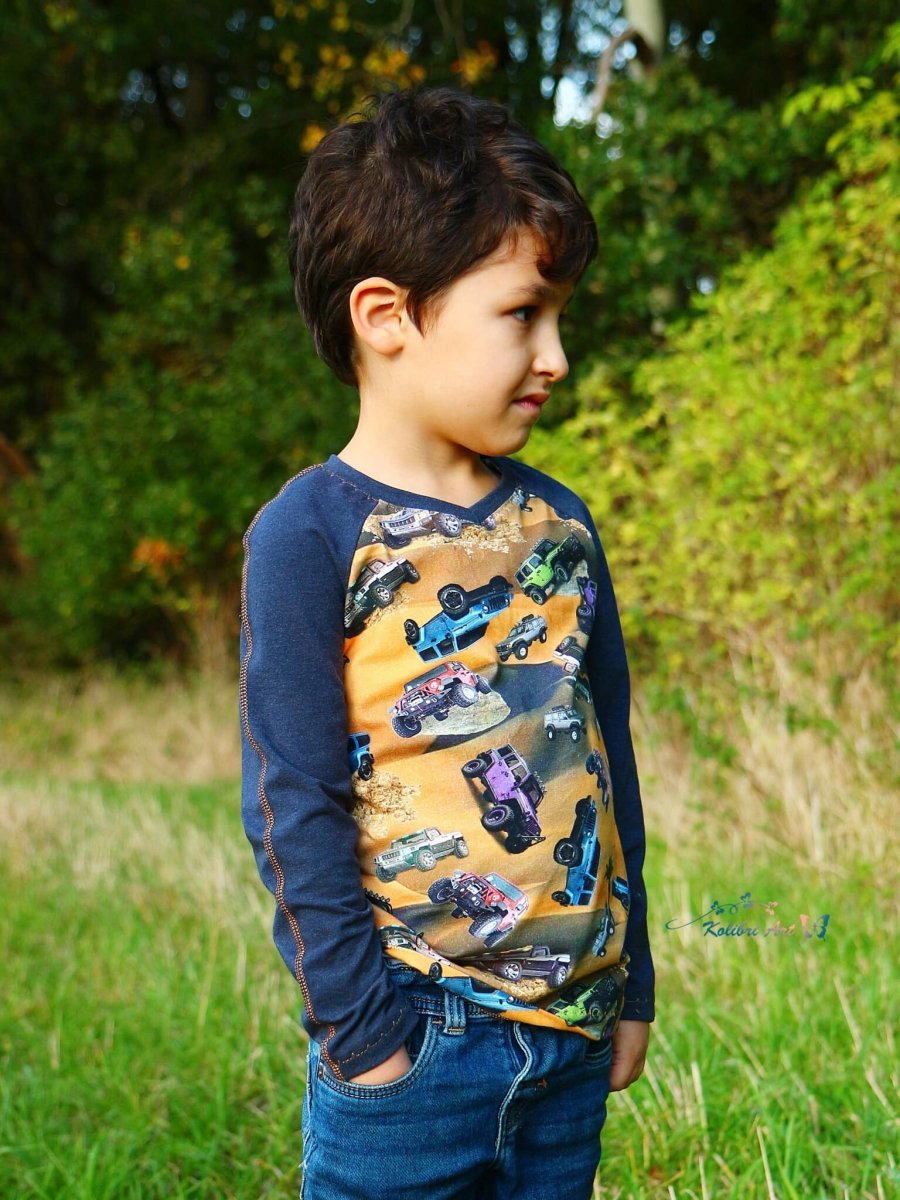 SKAGERRAK – Raglan - Shirt Kinder digitales Schnittmuster als PDF download | mit Rundhals - oder V - Ausschnitt | Größe 74–164 | SEAMONE – Kinder A4 + A0 + Beamer PDF Schnittmuster | SEAMONE