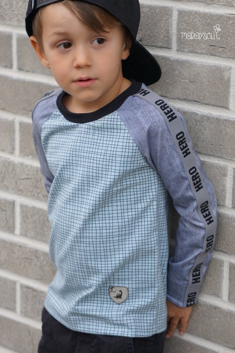 SKAGERRAK – Raglan - Shirt Kinder digitales Schnittmuster als PDF download | mit Rundhals - oder V - Ausschnitt | Größe 74–164 | SEAMONE – Kinder A4 + A0 + Beamer PDF Schnittmuster | SEAMONE