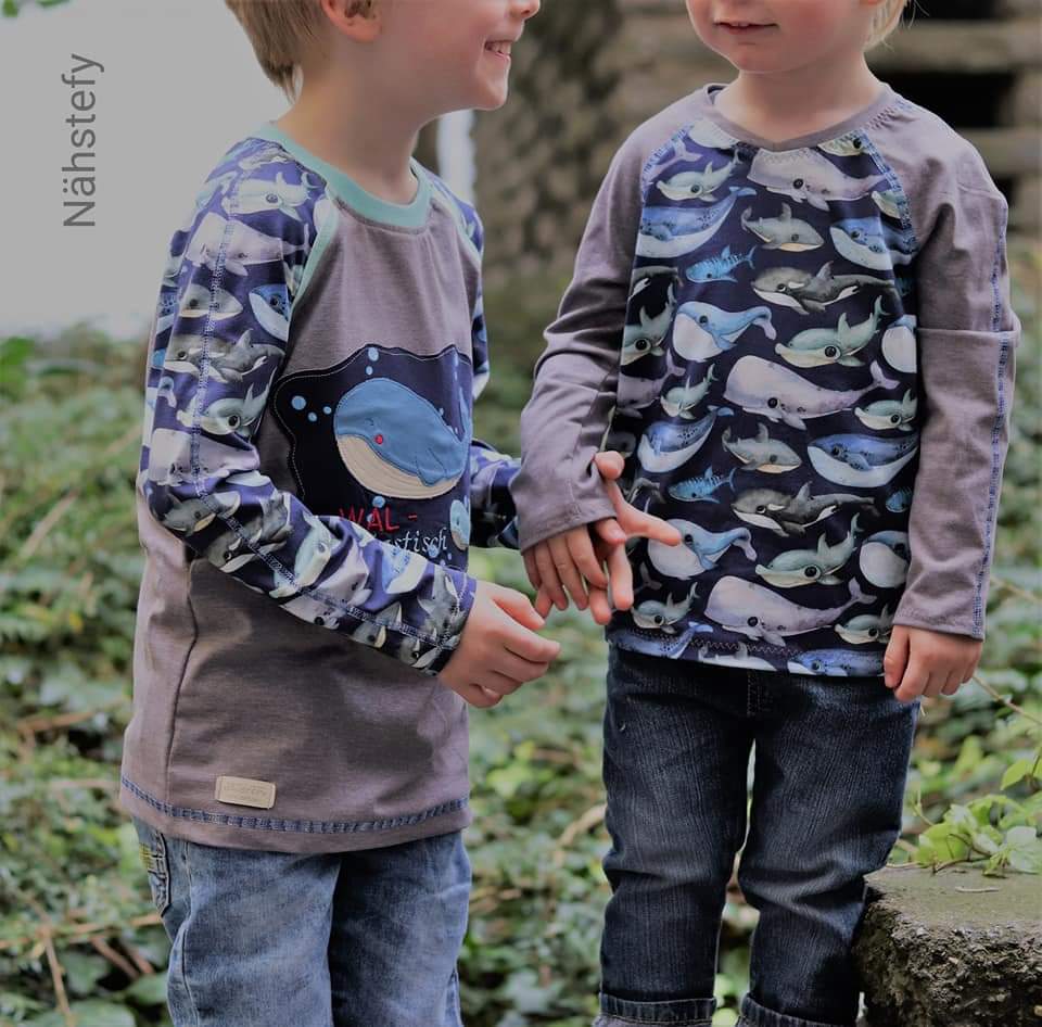 SKAGERRAK – Raglan - Shirt Kinder digitales Schnittmuster als PDF download | mit Rundhals - oder V - Ausschnitt | Größe 74–164 | SEAMONE – Kinder A4 + A0 + Beamer PDF Schnittmuster | SEAMONE