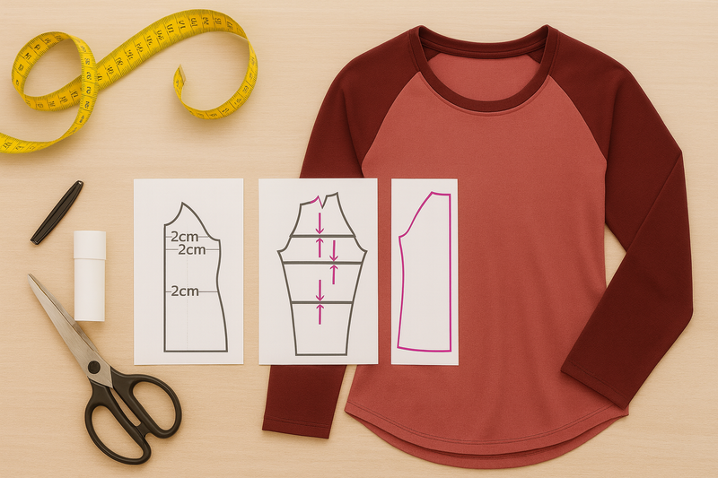 Längenanpassung am Oberteil (Raglanshirt Kattegat)