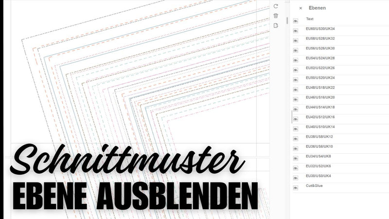 PDF Schnittmuster Ebenen ausblenden, nur eine Größe drucken