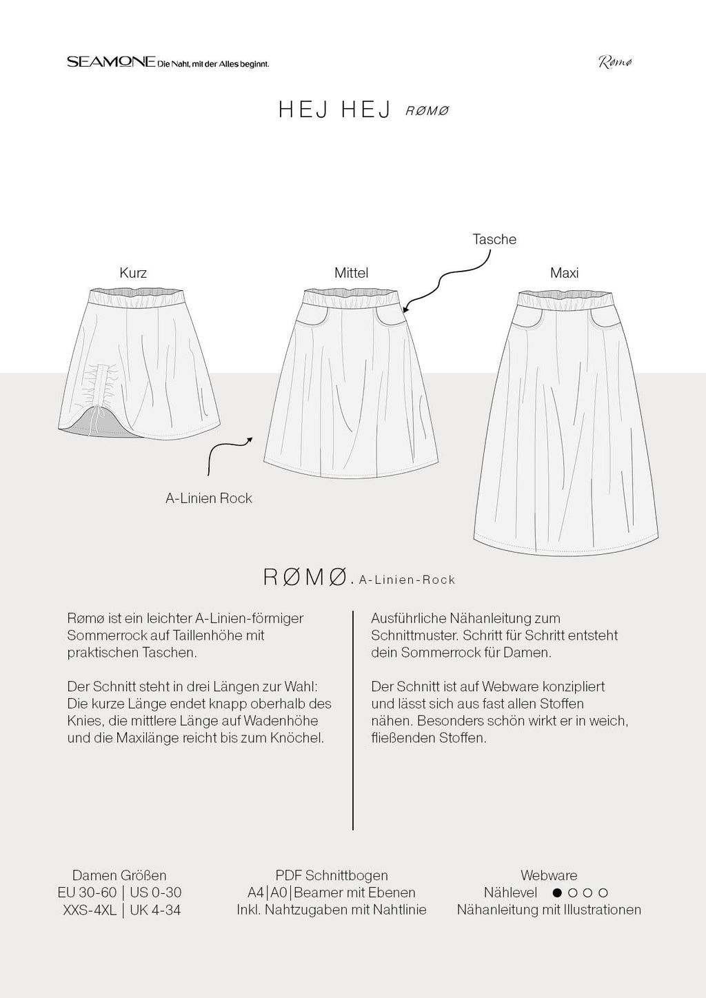 RØMØ – Maxirock Damen Schnittmuster PDF & Papier