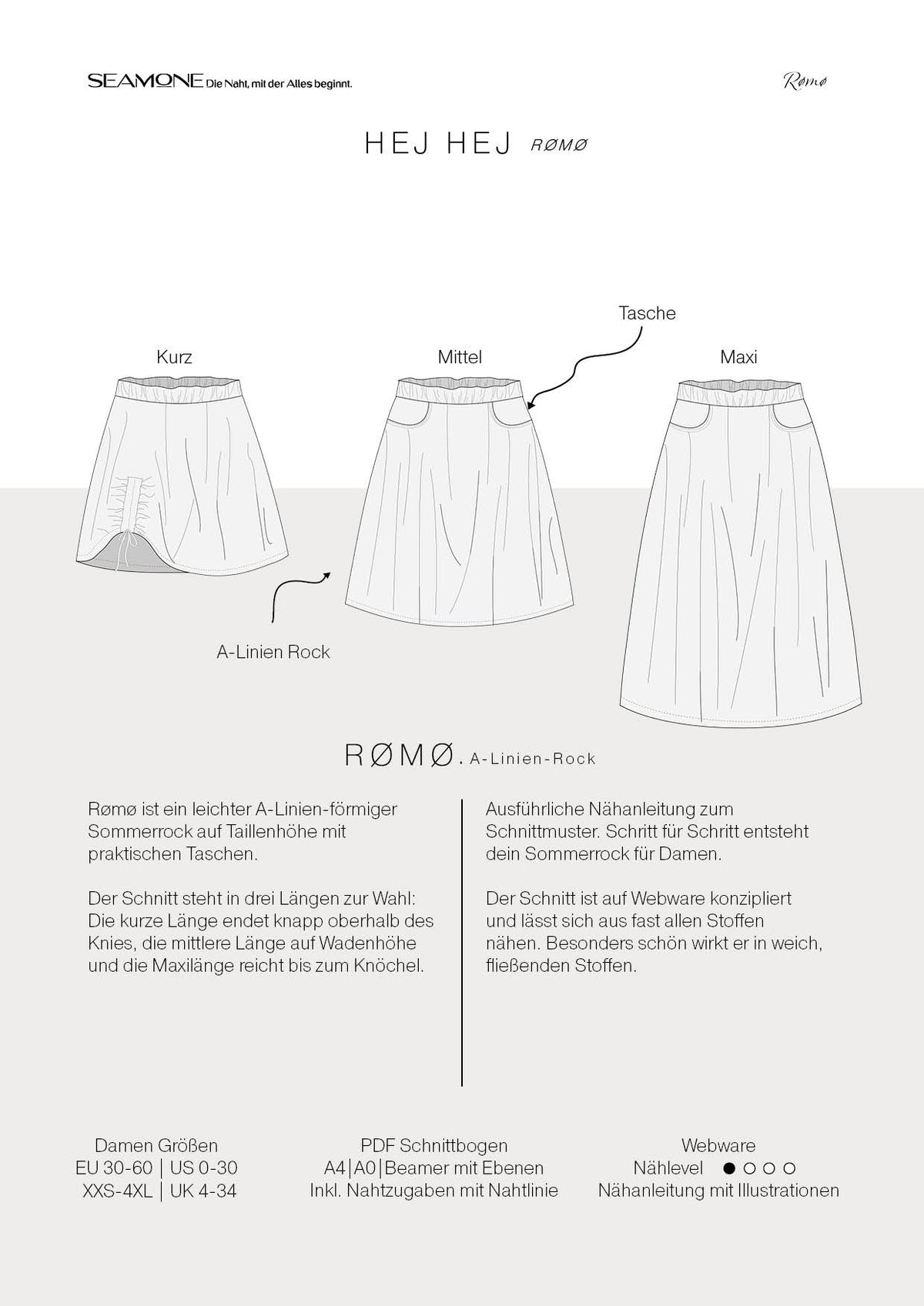RØMØ – Maxirock Damen Schnittmuster PDF & Papier