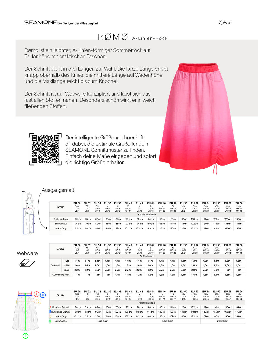 RØMØ – Maxirock Damen Schnittmuster PDF & Papier
