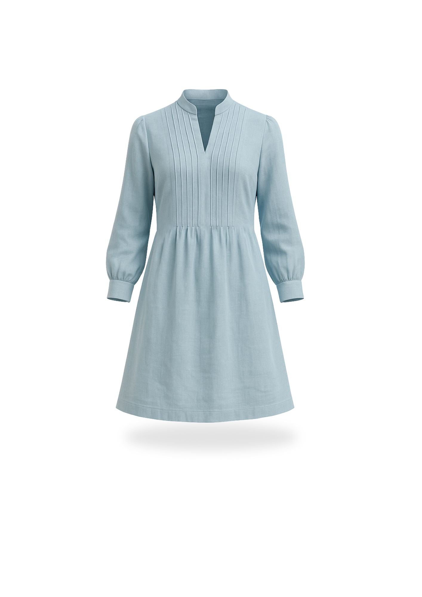 ÅSUNDEN – Biesenkleid Damen digitales Schnittmuster als PDF download | mit Stehkragen & 7/8-Ärmel | Größe 32–52 | SEAMONE