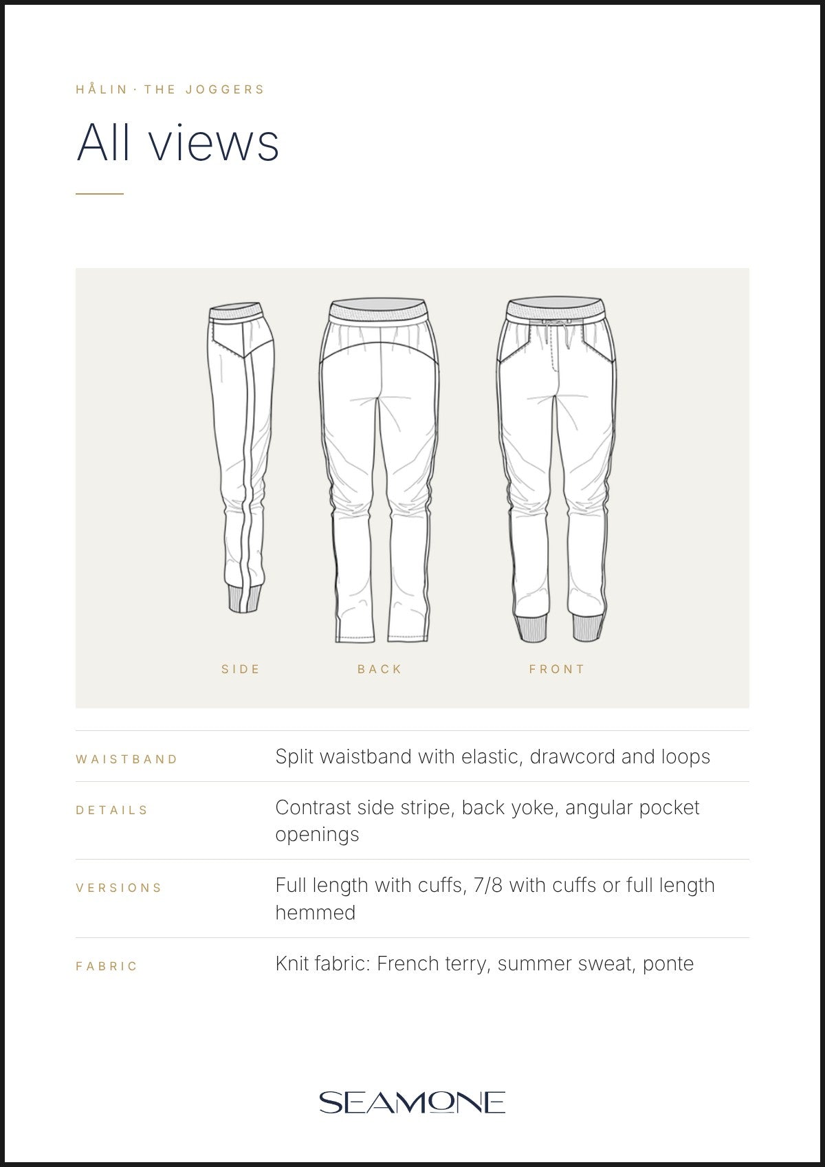 HÅLIN – Women's Joggers Sewing Pattern, PDF & Paper