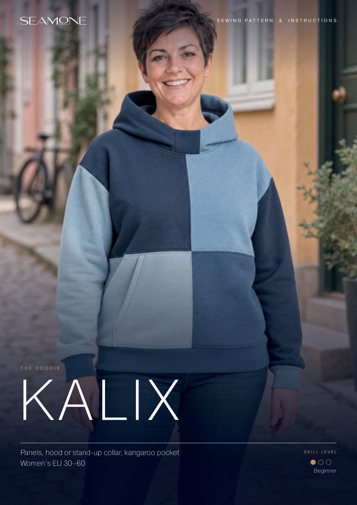 KALIX sewing instructions – cover with model, women’s oversized hoodie