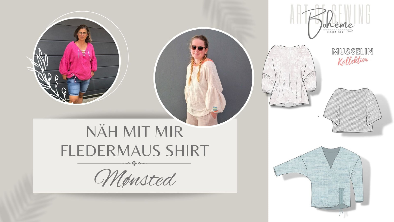 MØNSTED – Shirt Damen digitales Schnittmuster als PDF download | mit Fledermausärmeln & Wendefunktion | Größe 32–52 | SEAMONE – YouTube Video
