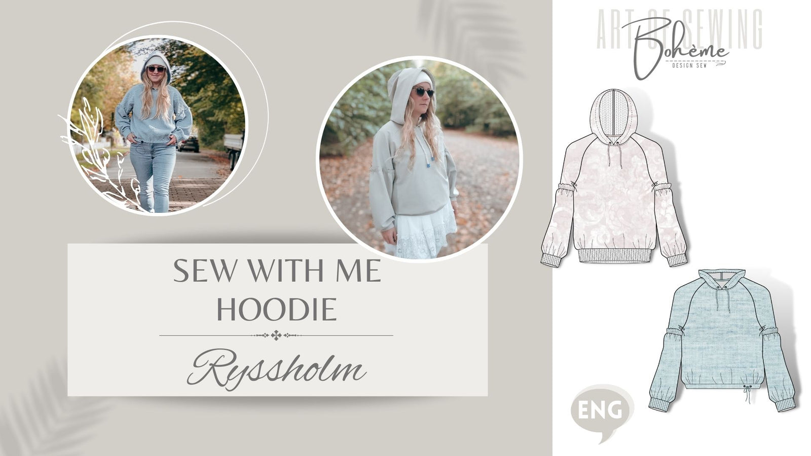 RYSSHOLM – Hoodie Damen digitales Schnittmuster als PDF download | mit Rüsche & Ballonärmeln | Größe 32–52 | SEAMONE – YouTube Video