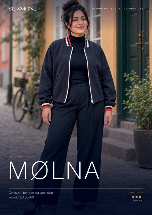 MØLNA women’s varsity jacket sewing pattern – instructions cover