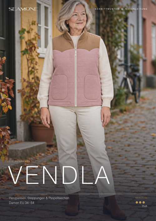 VENDLA Nähanleitung Cover – Wendeweste Damen nähen, PDF-Schnittmuster EU 34–54