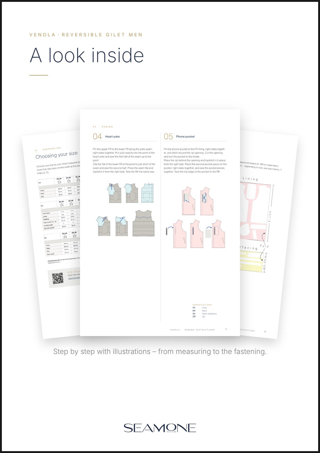VENDLA men's sewing instructions – a look inside