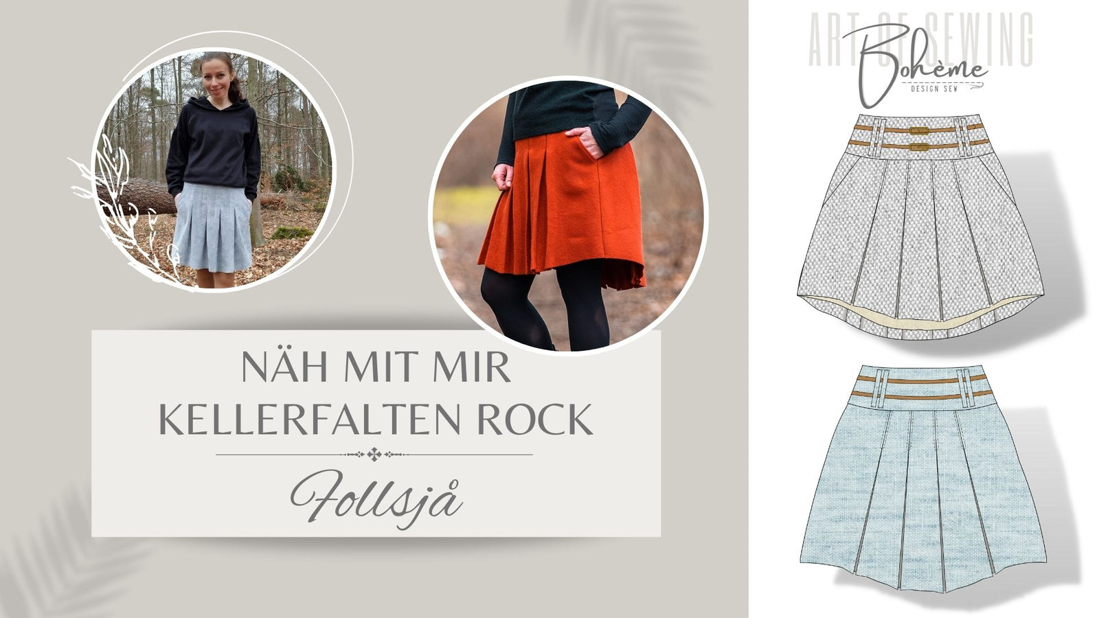 FOLLSJÅ – Kellerfaltenrock Damen digitales Schnittmuster als PDF download | gefüttert & mit Eingrifftaschen | Größe 32–52 | SEAMONE – YouTube Video