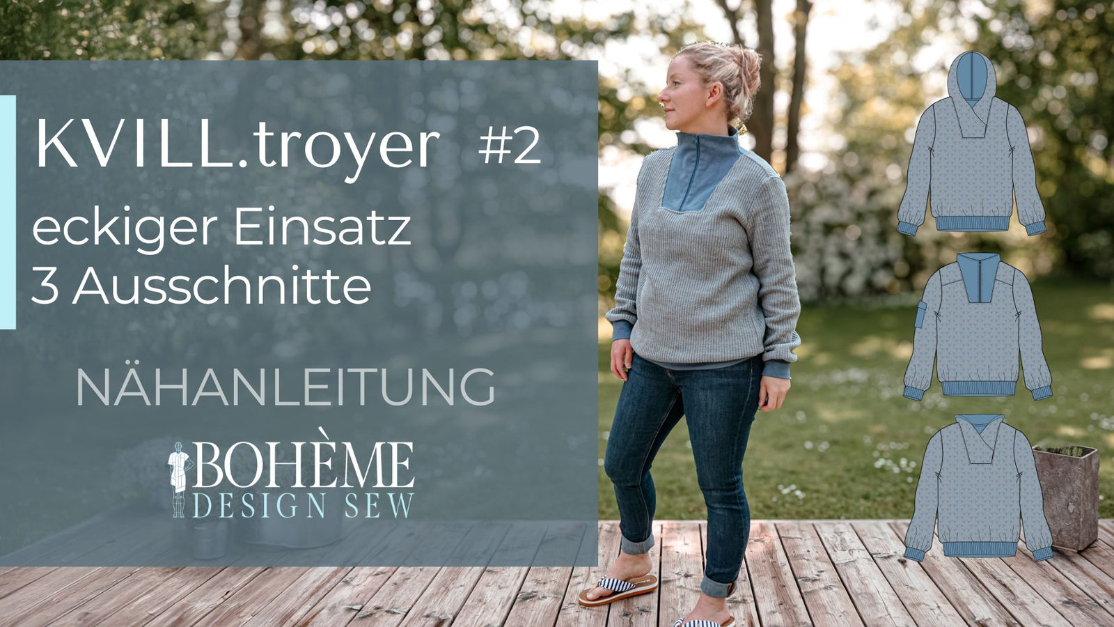 KVILL – Troyer Damen digitales Schnittmuster als PDF Download | 3 Kragenvarianten & maritimer Look | Größe 32–52 | SEAMONE – YouTube Video
