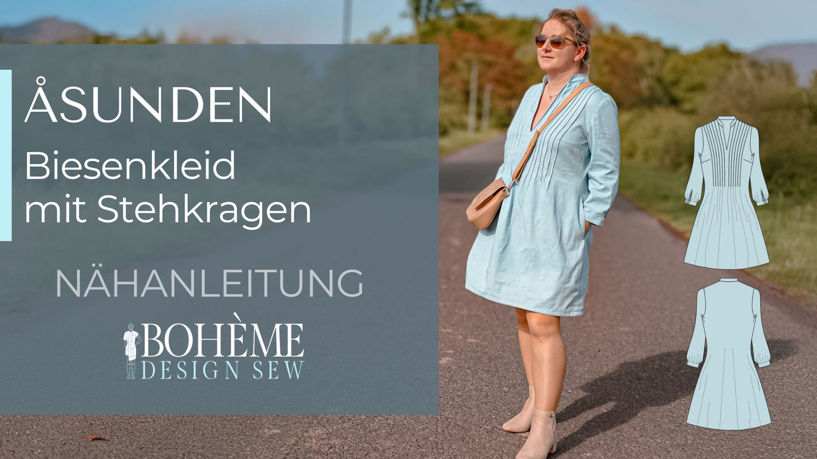 ÅSUNDEN – Biesenkleid Damen digitales Schnittmuster als PDF download | mit Stehkragen & 7/8-Ärmel | Größe 32–52 | SEAMONE – YouTube Video