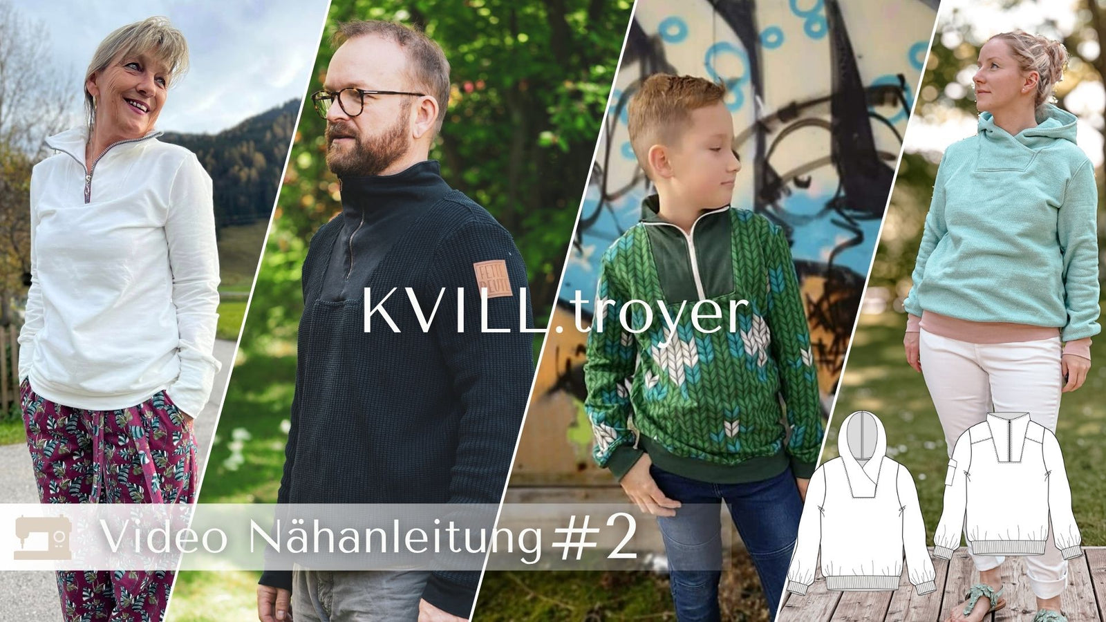 KVILL – Troyer Herren digitales Schnittmuster als PDF download | mit Kapuze, Schalkragen oder Reißverschluss | Größe 44–64 | SEAMONE – YouTube Video