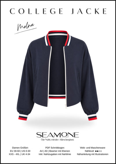 MØLNA – Women's Bomber & Varsity Jacket Sewing Pattern, PDF & Paper