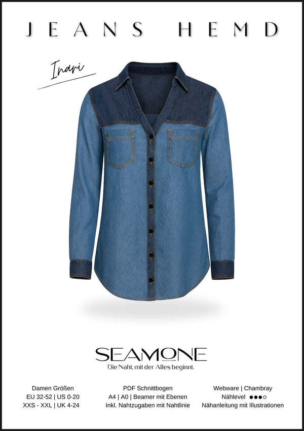 INARI – Jeanshemd & Bluse Damen Schnittmuster PDF & Papier