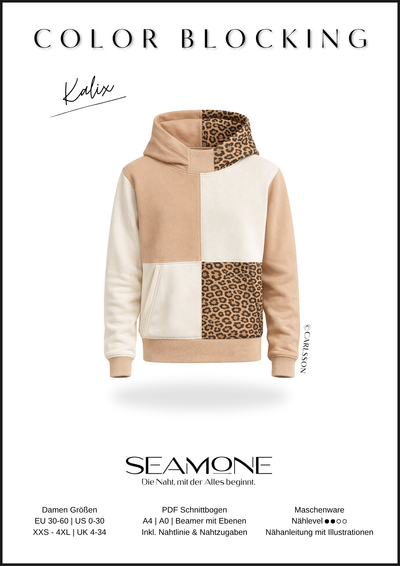 KALIX – Hoodie Damen Oversize Schnittmuster PDF & Papier