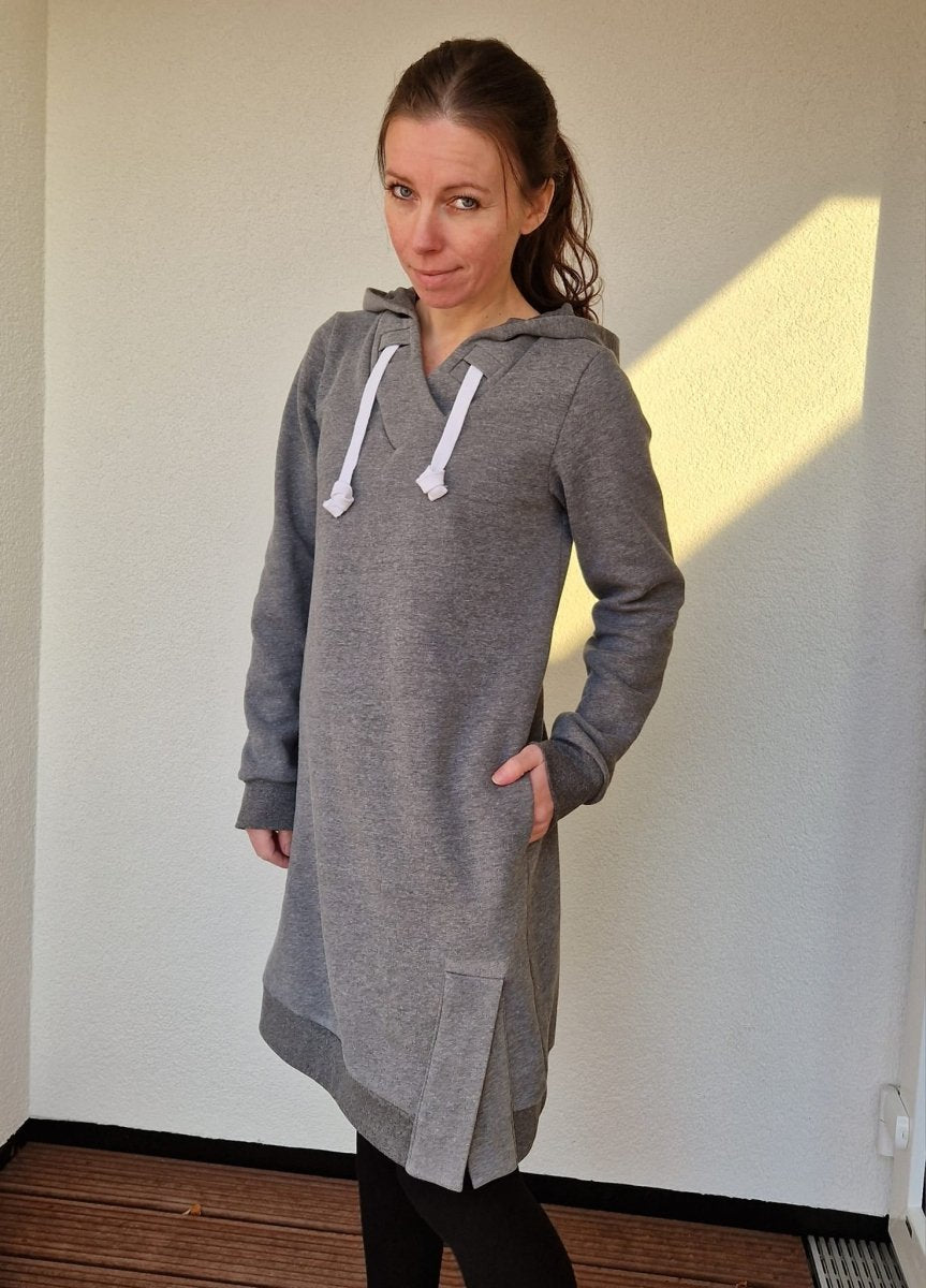 KNUD – Hoodiekleid Damen digitales Schnittmuster als PDF download | mit Kapuze oder Kragen | Größe 32–52 | SEAMONE – Damen A4 + A0 + Beamer PDF Schnittmuster | SEAMONE