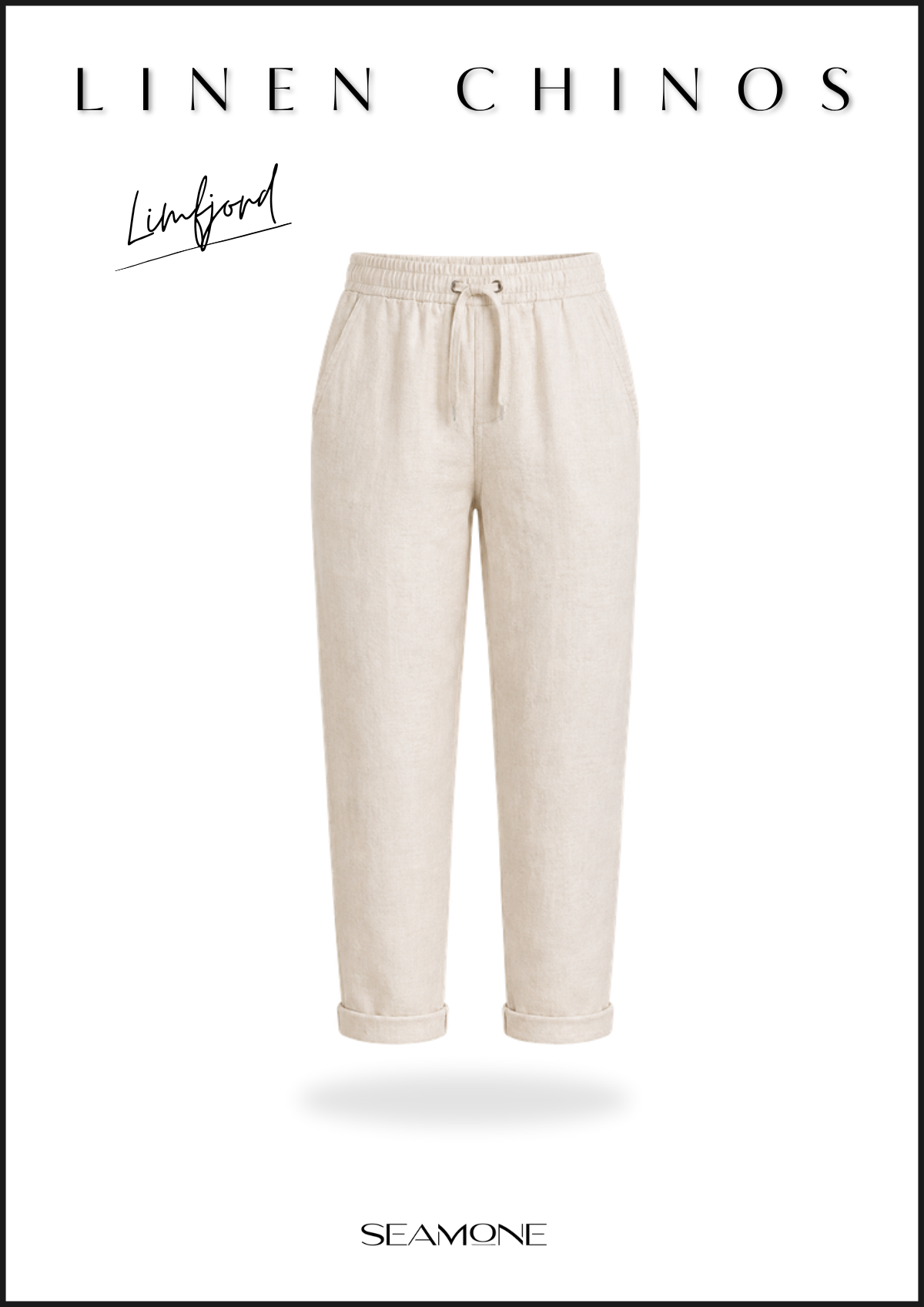 LIMFJORD sewing pattern cover – chino trousers for women, PDF sewing pattern EU 30–60