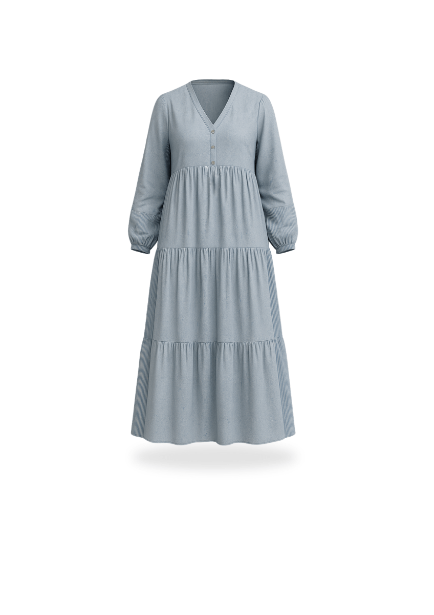 MANDØ – Maxikleid Damen digitales Schnittmuster als PDF download | mit Raffung & Stufenrock | Größe 32–52 | SEAMONE – Damen A4 + A0 + Beamer PDF Schnittmuster | SEAMONE