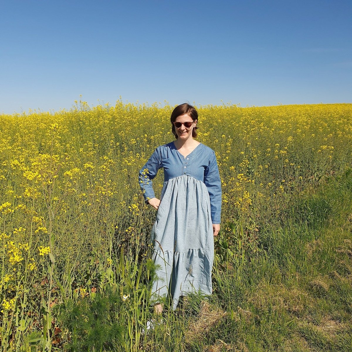 MANDØ – Maxikleid Damen digitales Schnittmuster als PDF download | mit Raffung & Stufenrock | Größe 32–52 | SEAMONE – Damen A4 + A0 + Beamer PDF Schnittmuster | SEAMONE