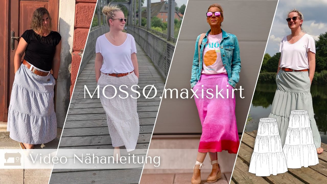 MOSSØ – Maxirock Damen digitales Schnittmuster als PDF download | mit Stufen & Gürtelschlaufen | Größe 32–52 | SEAMONE – YouTube Video