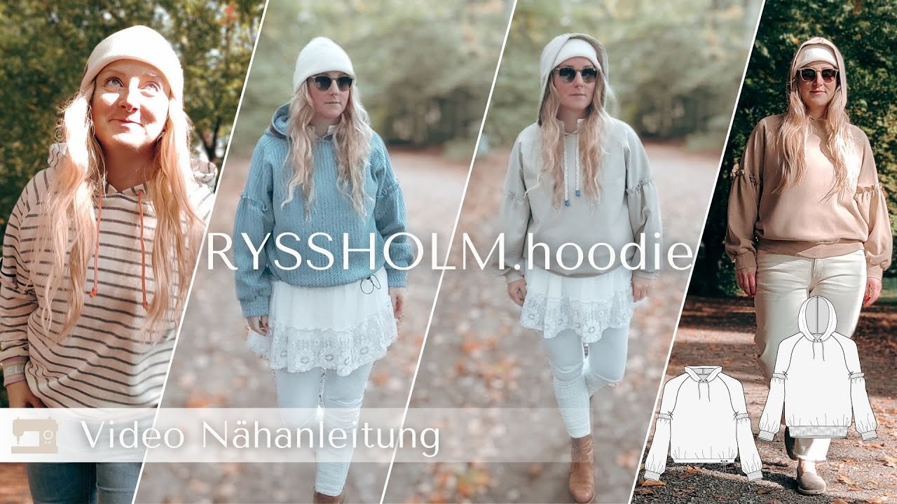 RYSSHOLM – Hoodie Damen digitales Schnittmuster als PDF download | mit Rüsche & Ballonärmeln | Größe 32–52 | SEAMONE – YouTube Video