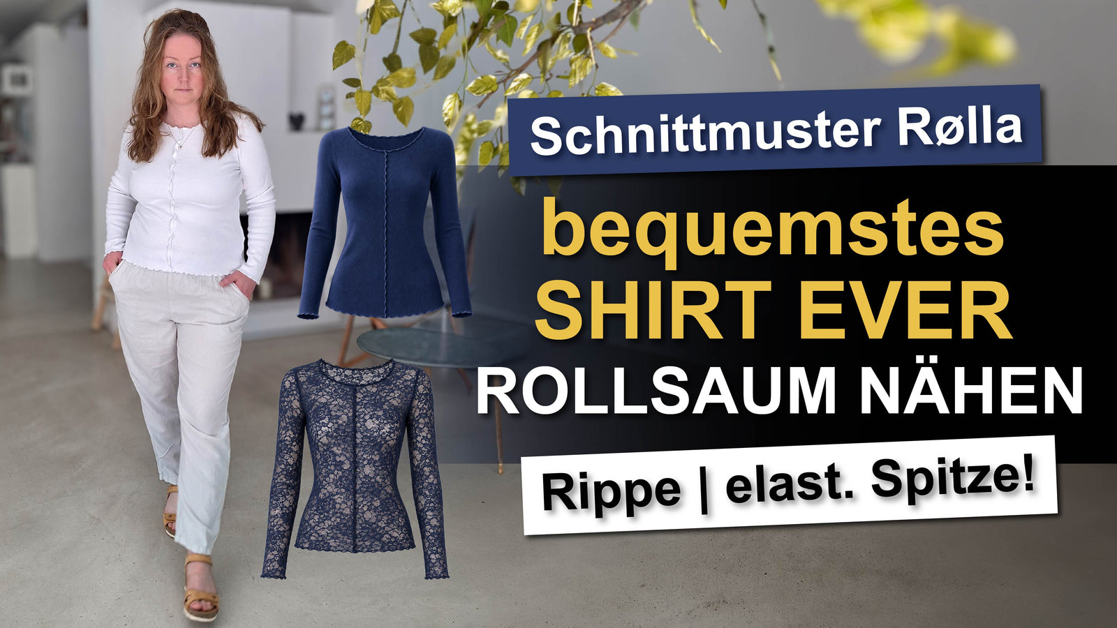 RØLLA – Rollsaum Shirt Damen | mit Rüsche | Rippjersey & elastische Spitze | digitales Schnittmuster als PDF download | Größe 30–60 | SEAMONE – YouTube Video