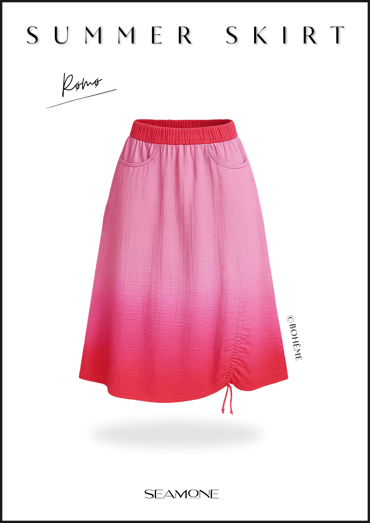 RØMØ sewing pattern cover – maxi skirt for women, PDF sewing pattern EU 30–60