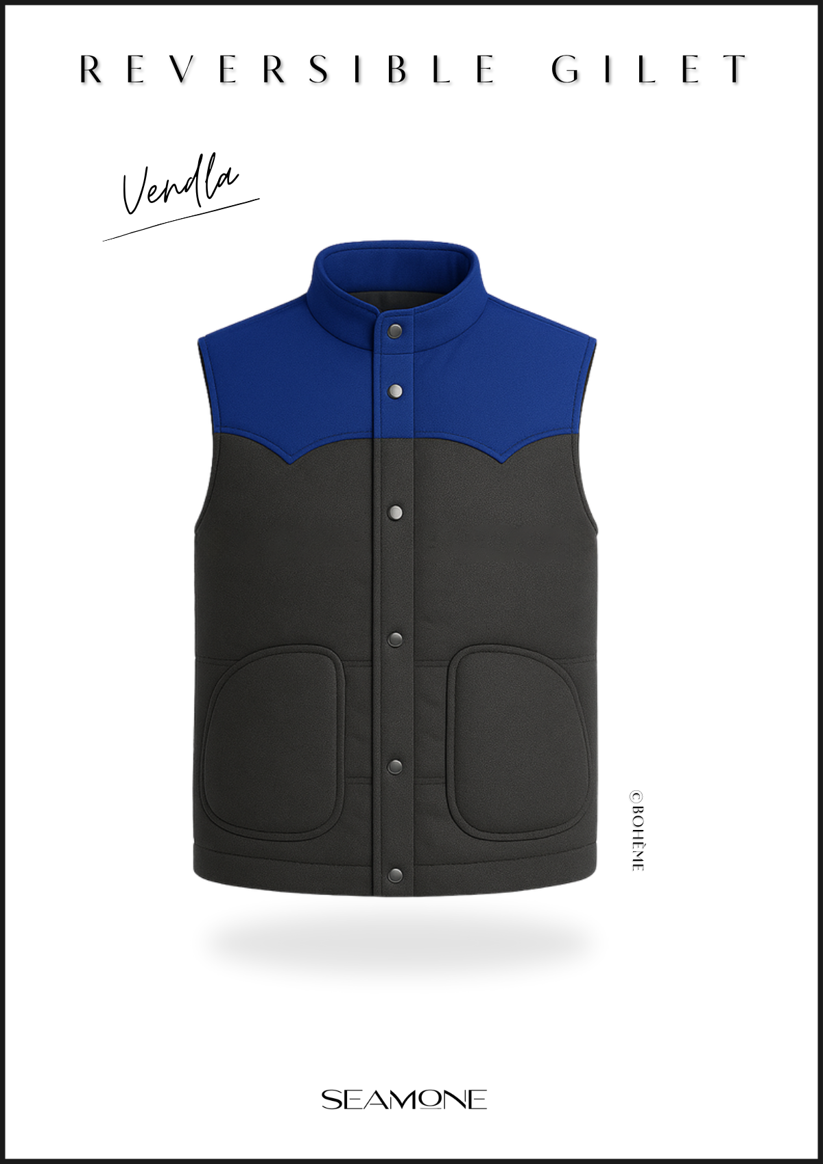 VENDLA reversible gilet sewing pattern for men – cover, sizes EU 44–64