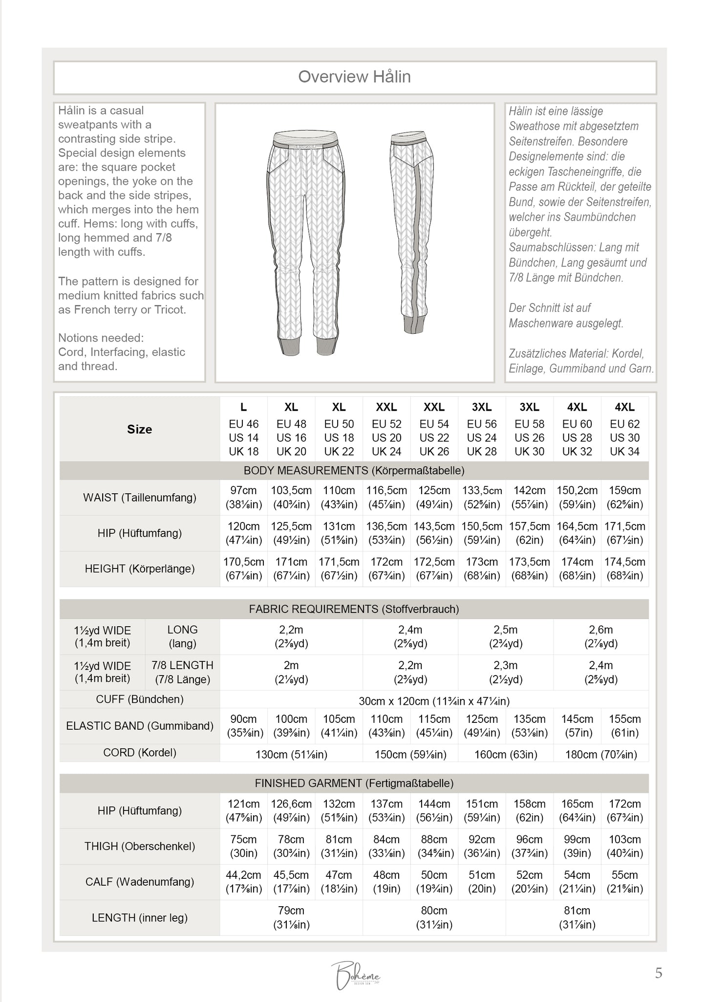 HÅLIN – Jogginghose Damen digitales Schnittmuster als PDF download | mit Seitenstreifen & Teilungsdetails | Größe 46–62 | SEAMONE – Damen A4 + A0 + Beamer PDF Schnittmuster | SEAMONE