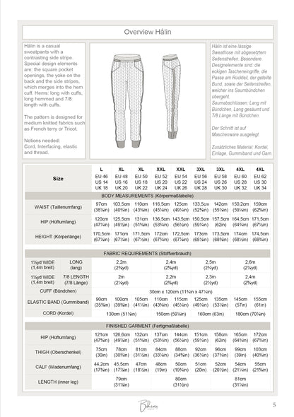 HÅLIN – Jogginghose Damen digitales Schnittmuster als PDF download | mit Seitenstreifen & Teilungsdetails | Größe 46–62 | SEAMONE – Damen A4 + A0 + Beamer PDF Schnittmuster | SEAMONE