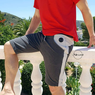 Hålin kurze Hose Herren genäht – Grau mit Seitenstreifen, Detail
