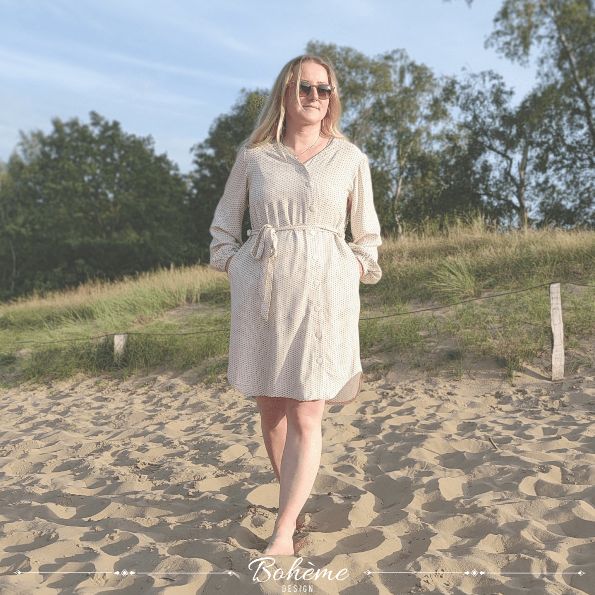 LILLA – Kleid Damen digitales Schnittmuster als PDF download | asymmetrisch mit Knopfleiste & Gürtel | Größe 32–52 | SEAMONE – Damen A4 + A0 + Beamer PDF Schnittmuster | SEAMONE