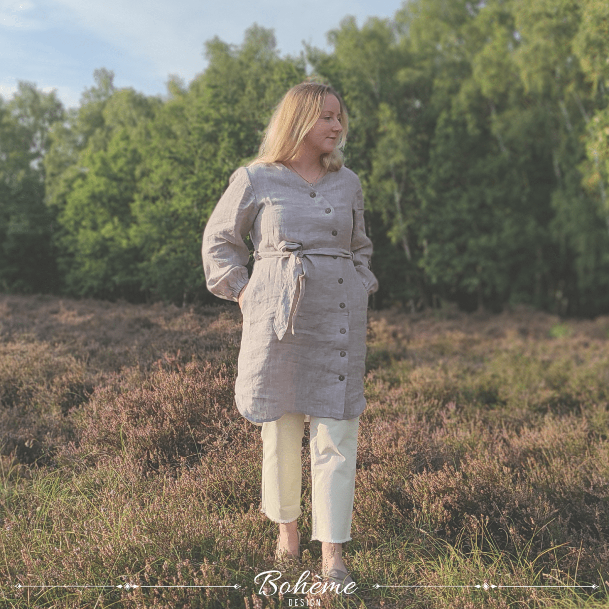 LILLA – Kleid Damen digitales Schnittmuster als PDF download | asymmetrisch mit Knopfleiste & Gürtel | Größe 32–52 | SEAMONE – Damen A4 + A0 + Beamer PDF Schnittmuster | SEAMONE