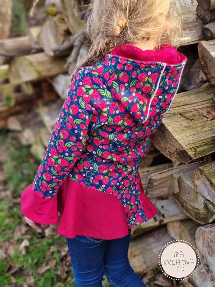 VISBY – Sweatjacke Kinder digitales Schnittmuster als PDF download | mit Volant & Kapuze oder Stehkragen | Größe 86–164 | SEAMONE – Kinder A4 + A0 + Beamer PDF Schnittmuster | SEAMONE